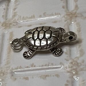 Vintage Turtle Charm Sterling Silver NOS Sea Turtle Pendant
